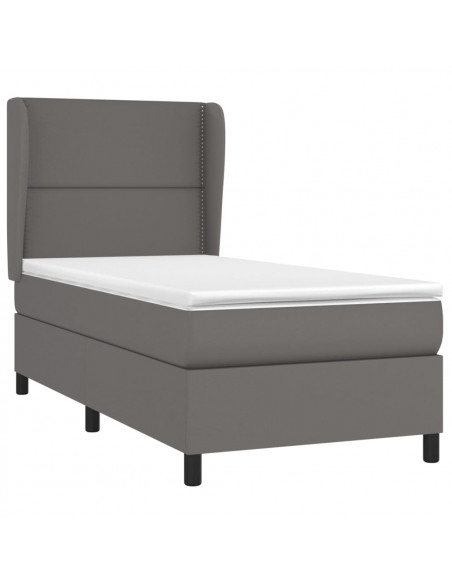 Giroletto a Molle con Materasso Grigio 100x200 cm in Similpelle