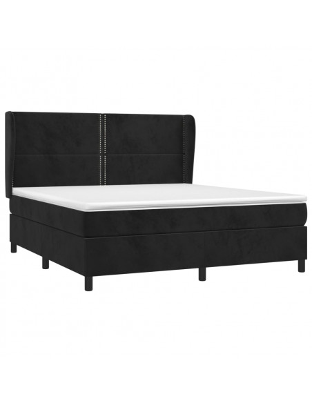 Giroletto a Molle con Materasso Nero 160x200 cm in Velluto