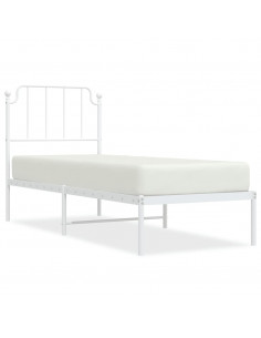 Giroletto con Testiera Metallo Bianco 80x200 cm 2