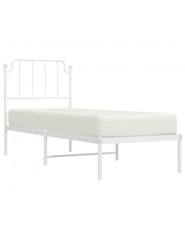 Giroletto con Testiera Metallo Bianco 80x200 cm