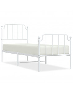 Giroletto con Testiera e Pediera Metallo Bianco 75x190 cm 2