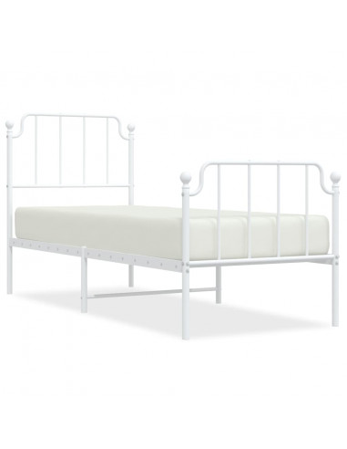 Giroletto con Testiera e Pediera Metallo Bianco 75x190 cm