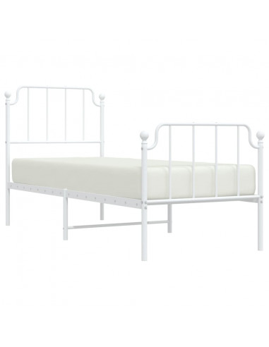 Giroletto con Testiera e Pediera Metallo Bianco 75x190 cm