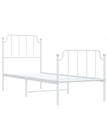 Giroletto con Testiera e Pediera Metallo Bianco 75x190 cm