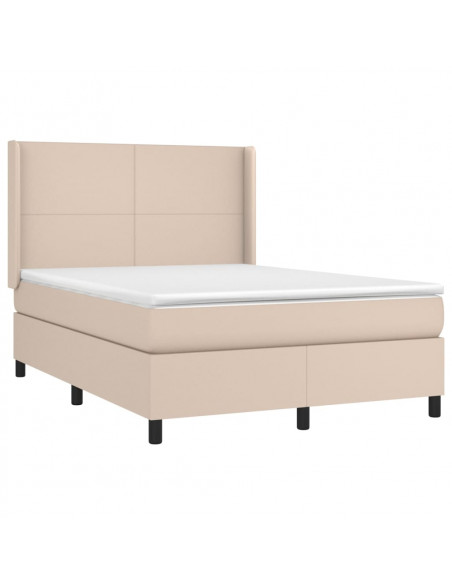 Giroletto Molle Materasso e LED Cappuccino 140x190cm Similpelle