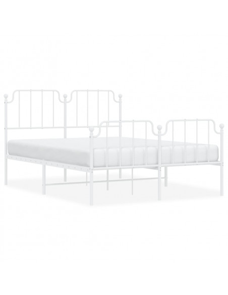 Giroletto con Testiera e Pediera Metallo Bianco 135x190 cm