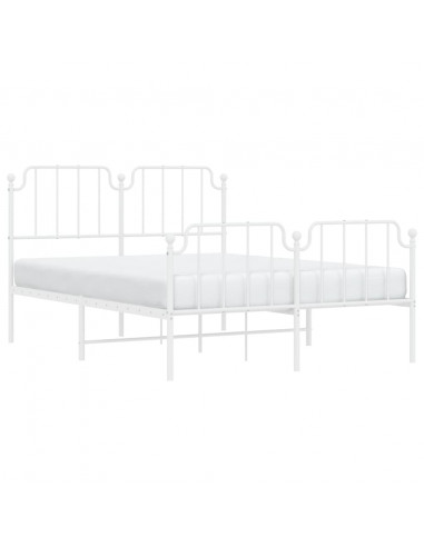 Giroletto con Testiera e Pediera Metallo Bianco 135x190 cm