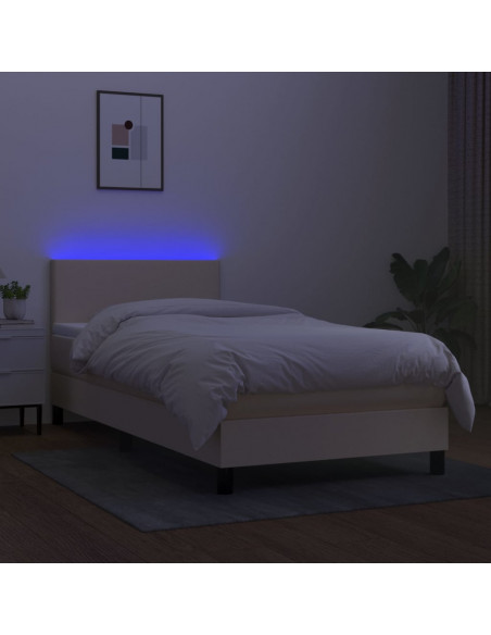 Letto a Molle con Materasso e LED Crema 80x200 cm in Tessuto