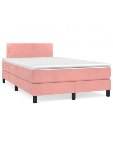 Giroletto a Molle con Materasso Rosa 120x200 cm in Velluto