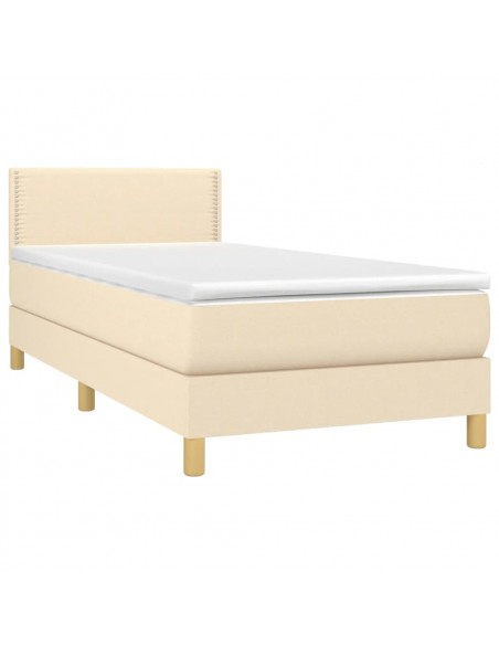Letto a Molle con Materasso e LED Crema 80x200 cm in Tessuto