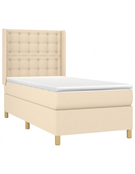 Letto a Molle con Materasso e LED Crema 80x200 cm in Tessuto
