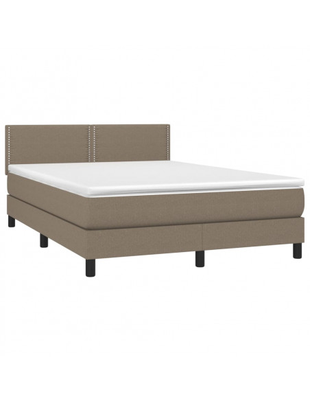 Letto a Molle con Materasso e LED Tortora 140x200 cm in Tessuto