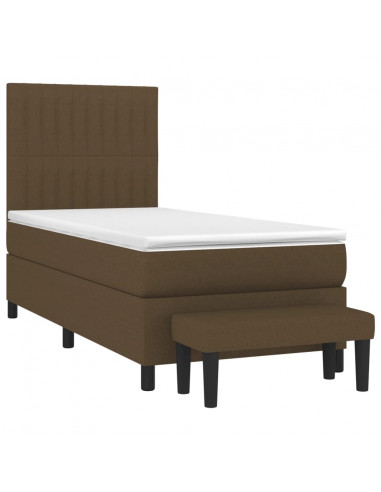 Giroletto a Molle con Materasso Marrone Scuro 100x200cm Tessuto