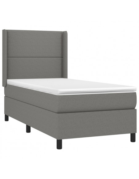 Giroletto a Molle con Materasso Grigio Scuro 80x200 cm Tessuto