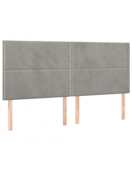 Giroletto con Testiera Grigio Chiaro 160x200 cm in Velluto