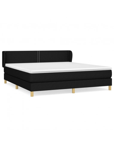 Giroletto a Molle con Materasso Nero 180x200 cm in Tessuto