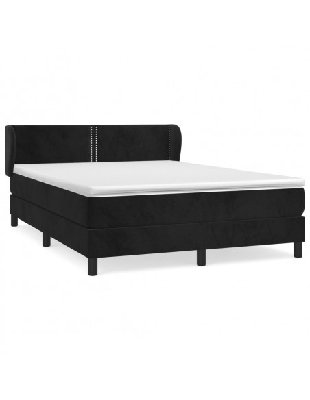 Giroletto a Molle con Materasso Nero 140x190 cm in Velluto