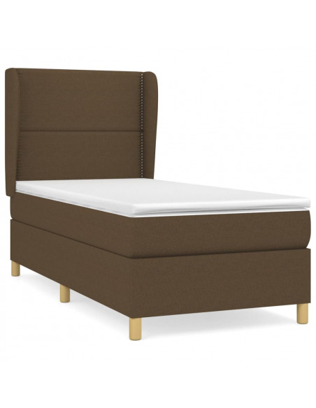 Giroletto a Molle con Materasso Marrone Scuro 90x200 cm Tessuto