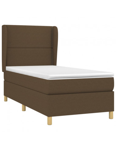 Giroletto a Molle con Materasso Marrone Scuro 90x200 cm Tessuto