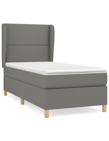 Giroletto a Molle con Materasso Grigio Scuro 90x200 cm Tessuto