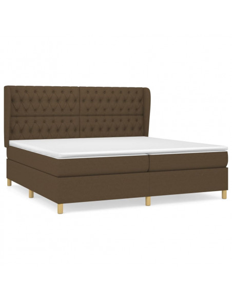 Giroletto a Molle con Materasso Marrone Scuro 200x200cm Tessuto