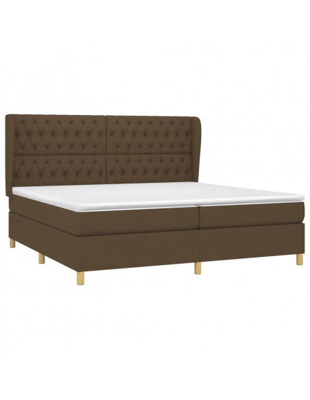 Giroletto a Molle con Materasso Marrone Scuro 200x200cm Tessuto