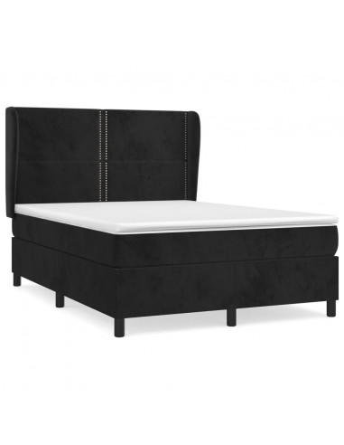 Giroletto a Molle con Materasso Nero 140x200 cm in Velluto
