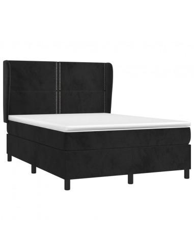 Giroletto a Molle con Materasso Nero 140x200 cm in Velluto