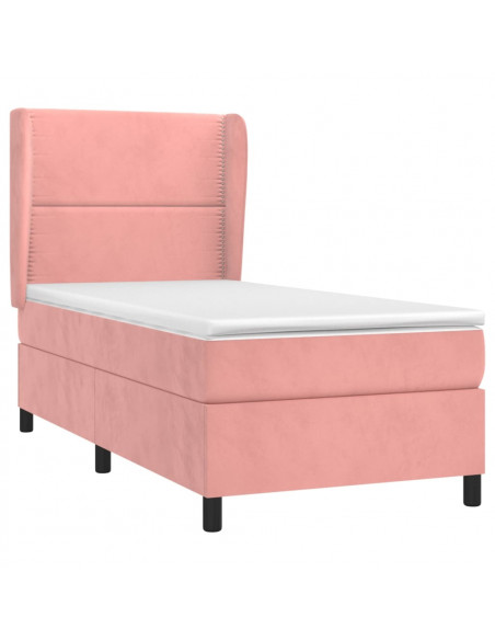 Giroletto a Molle con Materasso Rosa 80x200 cm in Velluto