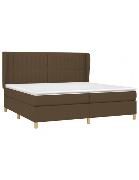 Giroletto a Molle con Materasso Marrone Scuro 200x200cm Tessuto