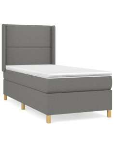 Giroletto a Molle con Materasso Grigio Scuro 90x190 cm Tessuto 2