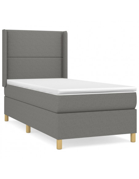 Giroletto a Molle con Materasso Grigio Scuro 90x190 cm Tessuto
