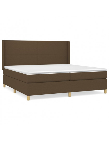 Giroletto a Molle con Materasso Marrone Scuro 200x200cm Tessuto