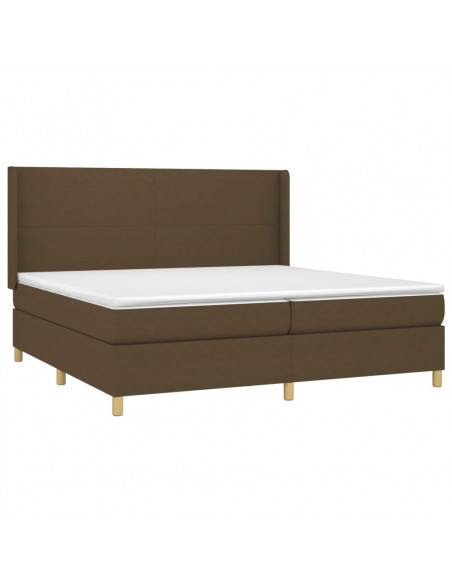 Giroletto a Molle con Materasso Marrone Scuro 200x200cm Tessuto