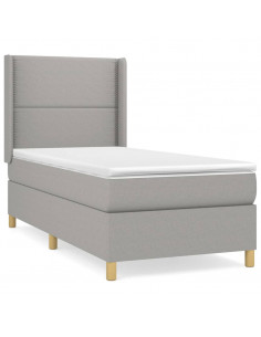 Giroletto a Molle con Materasso Grigio Chiaro 90x200 cm Tessuto 2