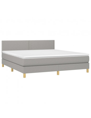 Letto a Molle Materasso e LED Grigio Chiaro 180x200 cm Tessuto