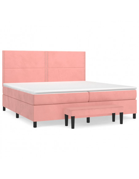 Giroletto a Molle con Materasso Rosa 200x200 cm in Velluto