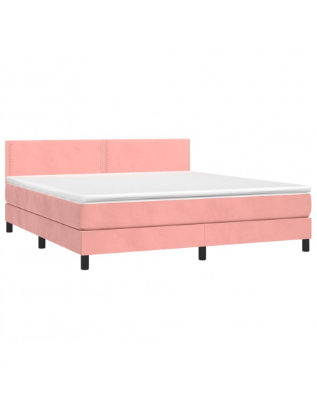 Giroletto a Molle con Materasso Rosa 160x200 cm in Velluto