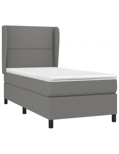 Giroletto a Molle con Materasso Grigio Scuro 90x200 cm Tessuto