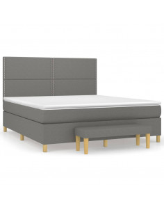 Giroletto a Molle con Materasso Grigio Scuro 180x200 cm Tessuto 2