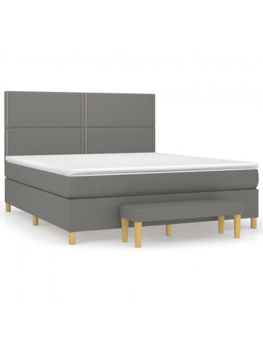 Giroletto a Molle con Materasso Grigio Scuro 180x200 cm Tessuto