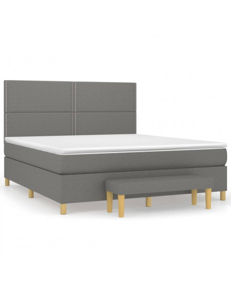 Giroletto a Molle con Materasso Grigio Scuro 180x200 cm Tessuto