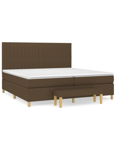Giroletto a Molle con Materasso Marrone Scuro 200x200cm Tessuto