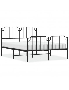 Giroletto con Testiera e Pediera Metallo Nero 135x190 cm 2