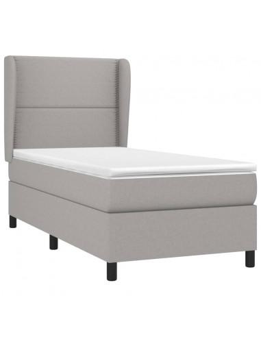 Giroletto a Molle con Materasso Grigio Chiaro 90x190 cm Tessuto