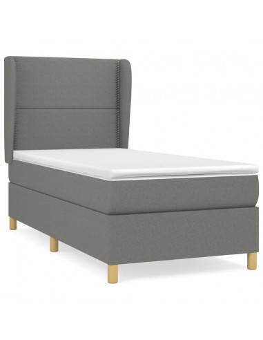 Giroletto a Molle con Materasso Grigio Scuro 90x190 cm Tessuto