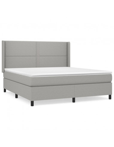 Giroletto a Molle con Materasso Grigio Chiaro180x200 cm Tessuto