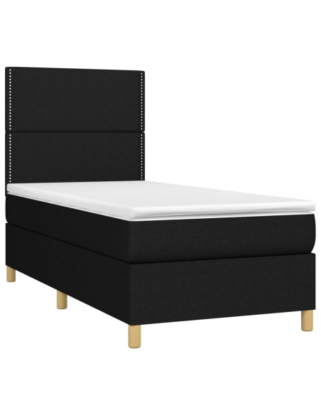 Letto a Molle con Materasso e LED Nero 90x190 cm in Tessuto