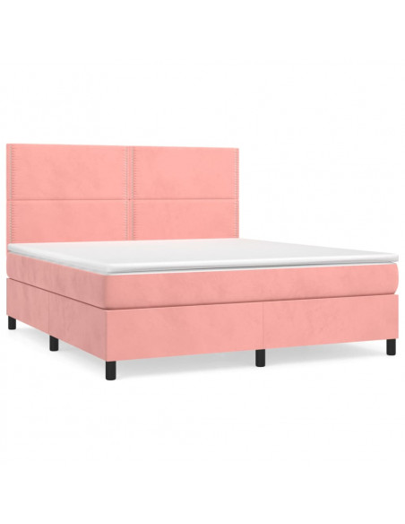 Giroletto a Molle con Materasso Rosa 160x200 cm in Velluto