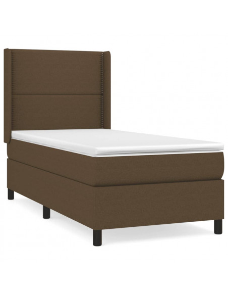 Giroletto a Molle con Materasso Marrone Scuro 90x190cm Tessuto